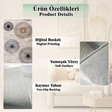 Alfombra de pasillo y alfombra de área antideslizante y lavable con impresión digital para sala de estar, diseño moderno | Estilos moderno, escandinavo, bohemio y clásico | 100% poliéster - Blanco Crema - View 9
