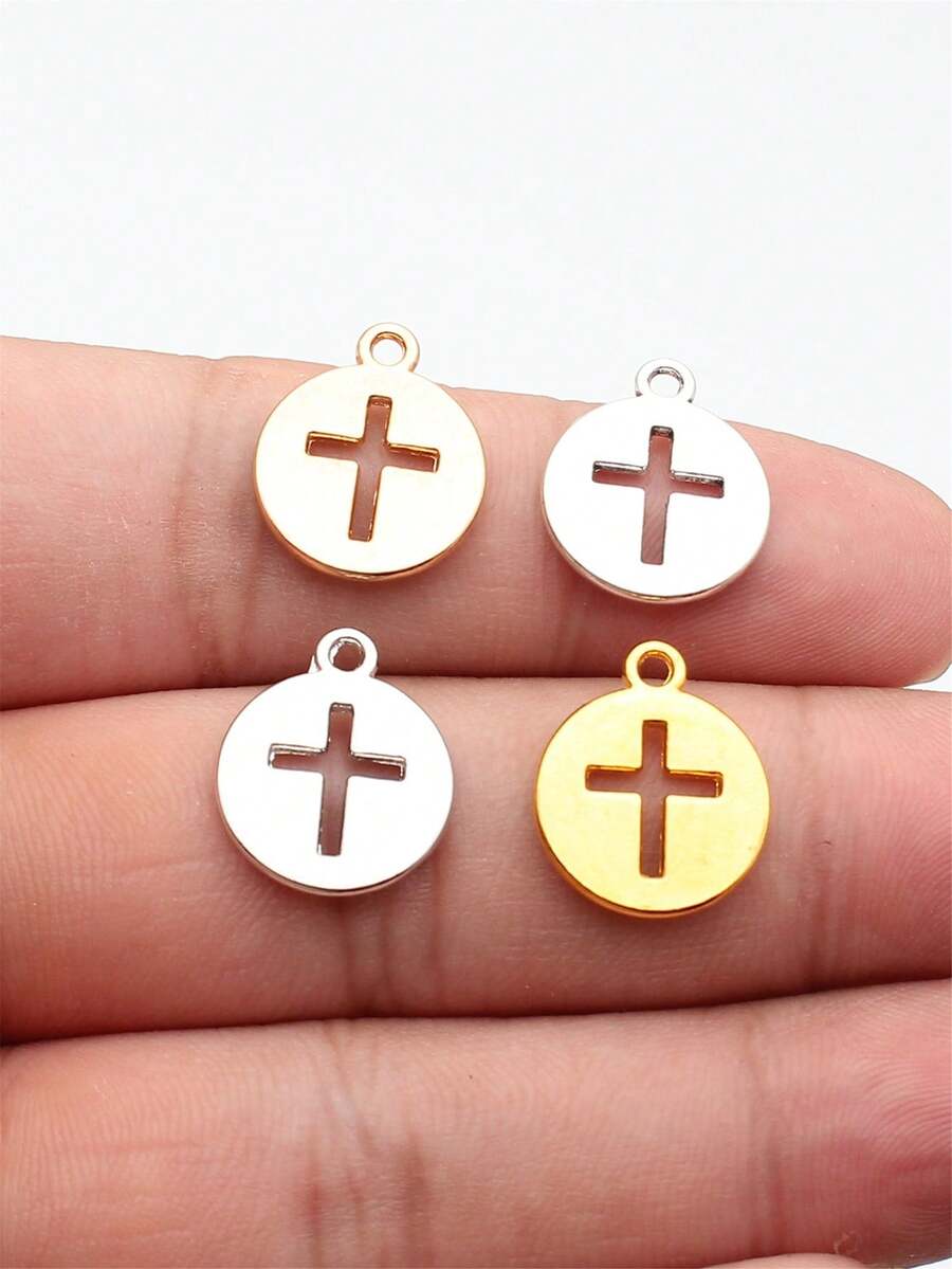 10pcs 15x18mm Cross Charms Pendant For DIY Jewelry Making Necklace Keychain Phone Chain Bracelet Making Accessories Handmade Craft Making Findings - Cross - View 1