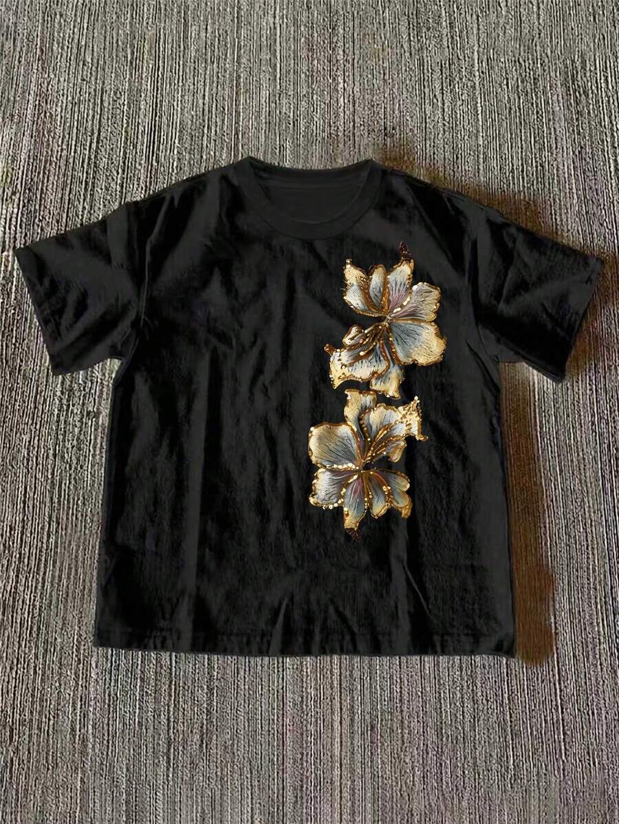Camiseta Casual de Manga Corta con Cuello Redondo y Estampado de Letras y Oso de Dibujos Animados para Hombre, Marca Manfinity Dauomo - Multicolor 4 - Ver 1