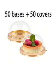 100/50pcs Gold Dessert Cake Boxes, Gold Pudding Boxes, Transparent Mousse Cake Boxes, Suitable For Wedding, Christmas Gifts, Also Suitable For Cake, Candy And Chocolate Packaging, Ideal Choice For Wedding, Party And Gifts, - Multicolor - View 16