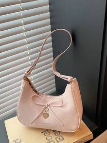 New Bowknot Handbag For Women, Fashionable Versatile Shoulder Underarm Bag - Pink - View 7