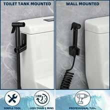 Black Drill-Free Bidet Sprayer Holder, Handheld Bidet Sprayer Bracket Installed Above Toilet Tank, Adjustable Angle Bidet Sprayer Hanger, Suitable For Bathroom - Support - View 6