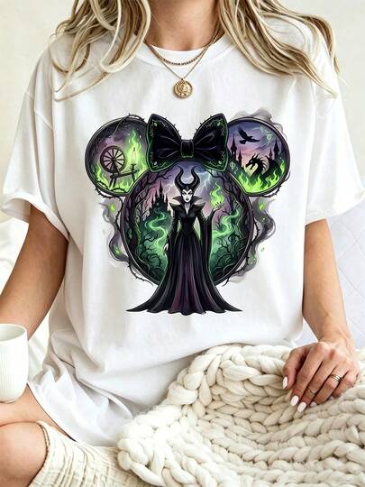 Vintage Style Disney Graphic Tee Lightweight Cotton Nostalgic Villain Aesthetic Casual Summer Outfit Short Sleeve T-Shirt