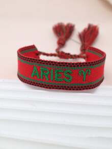 1pc Fashionable Zodiac Handmade Woven Tassel Bracelet With Embroidered Letter For Men And Women - Multicolor - View 9