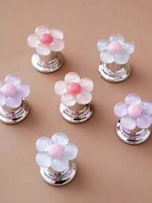 Floral Cartoon Toilet Flush Handle, Flower-Shaped Toilet Flush Button, Toilet Tank Button, Flower-Shaped Toilet Presser, Toilet Flush Button Push Rod Tool, Creative Flower Drawer Cabinet Handle, - Easy To Press, Fashionable Bathroom Accessory - Multiple Styles - View 5