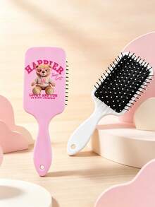1 pieza Serie de Oso Grande Peine con Cojín de Aire Estampado Completo, Peine de Masaje de Color Vibrante, Adecuado para Peinado, Cabello Rizado, Cabello Liso, Todos los Estilos de Cabello, Salón de Barbería, Producto Esencial de Cuidado del Cabello para Viajes de Belleza, Peine con Cojín de Aire Portátil para el Campus - Multicolor - Ver 5