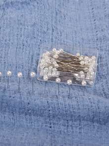 1 Box 100pcs New Small Pearl Head Pins, Middle Eastern Headscarf Fixing Pins, Positioning Pins For Daily Use - White - View 4