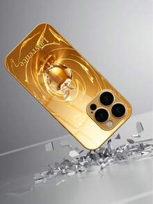 1件 DIY 定製獨家姓名奢華金旋渦光晶印花高畫質電鍍金玻璃手機殼，適用於 iPhone 17/17Pro/17ProMax/17Air/16/16Pro/16ProMax/16Plus/15/15Plus/15Pro/15Promax/14/14Pro/14Promax/13/12/11/XRMax/8/7/6Plus，全包覆，美觀優雅，極具吸引力的保護殼 - 金色 - 查看 4