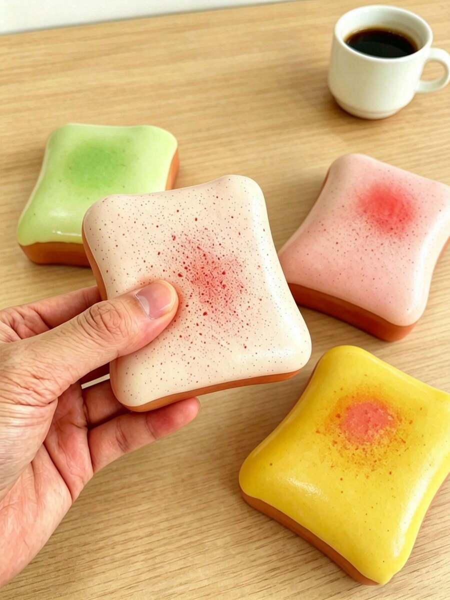 Bread Toast Slow Rebound Squeeze Ball, Adult Sensory Stress Relief Ball, Food Style, Desk Decor Ornament, Home Decor, Party Gift Supplies, Desk Accessories