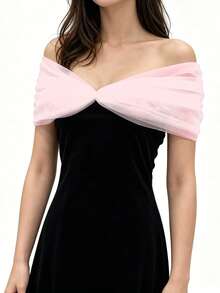 1pc White Bridal Wedding Dress Tulle Strapless Bandeau Shawl Bolero With Adjustable Back - Multicolor - View 5