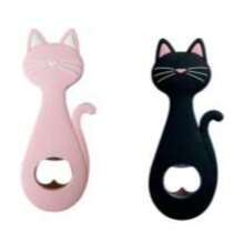 粉色猫咪开瓶器冰箱贴，婚礼礼物家居装饰；黑色猫咪冰箱贴创意磁性贴纸 - 彩色 - 查看 15