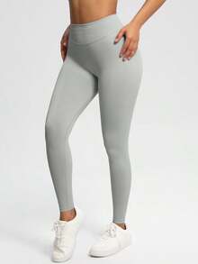 Impact 女款無縫瑜珈緊身褲，緊身收腰，防透深蹲，健身訓練，提臀抓皺運動褲 - 銀色 - 查看 10