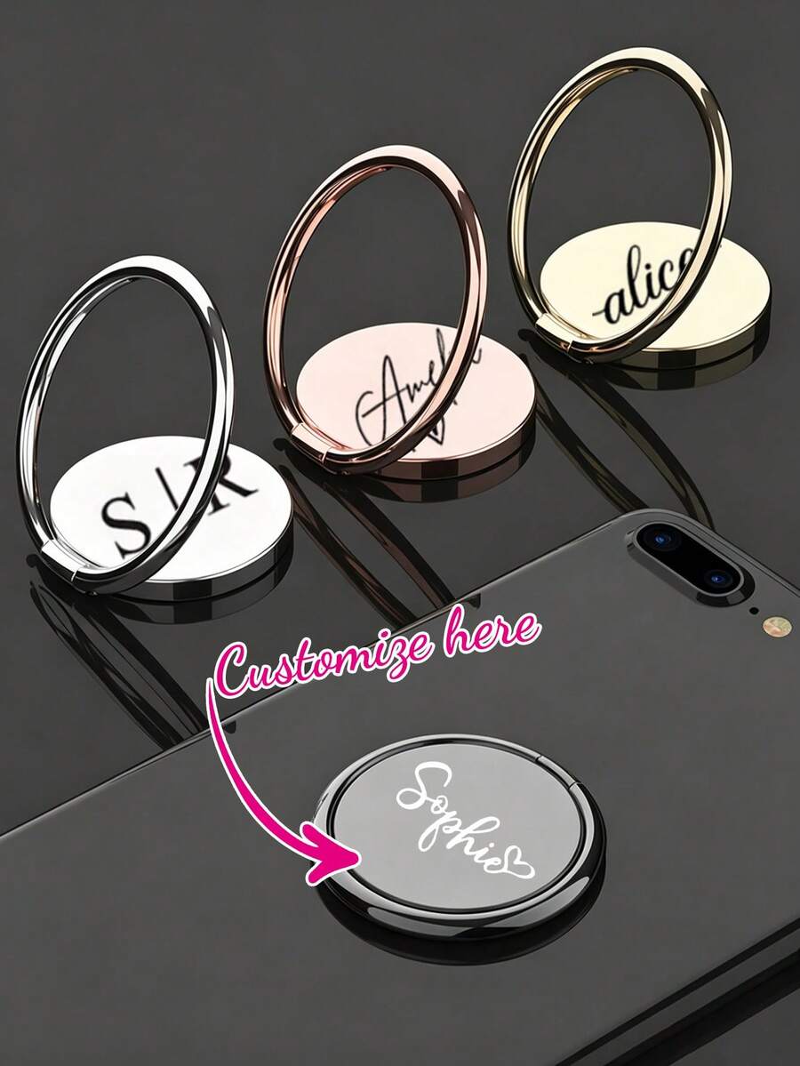 1pc Personalized Customized Phone Ring Holder, Phone Finger Ring, Case Ring Holder Stand, Slouchy Ring Finger Holder, Desktop Support Stand Clip Pull Ring, Back Suction Cup Strong Adhesive Multifunctional Hand Ring - Multicolor - View 1