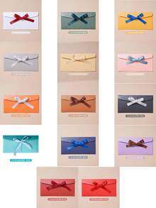 20pcs Colorful Envelopes, Creative Premium European Style Envelopes With Bow, Thickened Pearl Paper, Long Envelopes - Regular Model - View 9