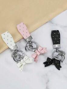 Premium Crystal Bow Keychain, Elegant Girl Car Key Fob Pendant - A - View 2