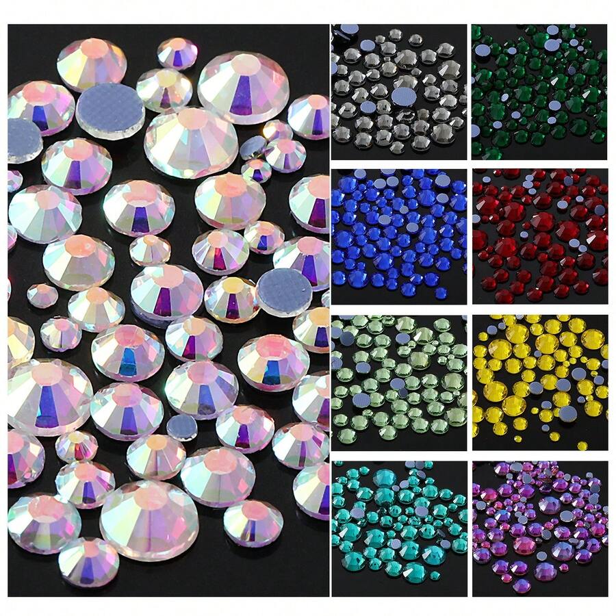 YONGNING SS6-30 800顆混尺寸水晶熱燙透明玻璃水鑽 平底裝飾 DIY 3D 水鑽貼花，適用於鞋子、衣物、帽子及其他日常用品