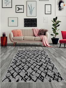 Digitally Printed Non-Slip Washable Runner And Area Rug Living Room Carpet, Modern Design | Modern, Scandinavian, Bohemian And Classic Styles | 100% Polyester - Black - View 4