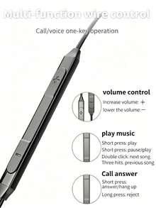 USB-C 有线耳机，HiFi 立体声 Type-C 耳机，带麦克风，降噪设计，兼容三星 Galaxy S25/S24/S23，柔软硅胶材质，防缠绕编织线，符合人体工学，通话清晰，哑光黑 - 查看 8
