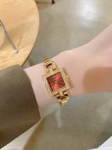 1 buah Jam Tangan Wanita Modis Terbaru, Dial Segitiga Elegan, Jam Tangan Quartz untuk Bisnis, Cocok untuk Kehidupan Sehari-hari, Pesta, dan Perjamuan - Emas - View 5