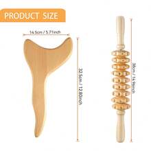 SilvaLex 木製身體按摩工具，淋巴排毒塑形工具，針對抗纖維化、臉部、背部、腿部身體塑形，適用於女性 - 杏色 - 查看 10