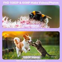 Nicamery 最新 1080P 44MP 數位相機，適合攝影、數碼隨手拍與拍攝相機，16倍變焦 32GB 記憶卡，輕巧旅行相機，適合青少年與長輩禮物 - 紫色 - 查看 3