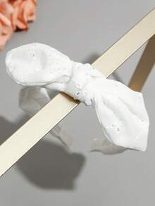 1件白色3D蝴蝶結髮箍髮飾，優雅百搭甜美公主風髮圈髮箍，生日禮物髮帶頭箍 - 彩色 - 查看 4