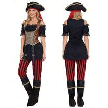 Caribbean Pirate Role Play Costume Set For Women, Captain Jack Style, Adult Halloween Party Outfit - Multicolor - View 3