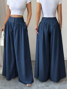 Nuevo modelo 2026:Pantalones de mujer de corte ajustado y pierna ancha con bolsillos, ideales para primavera/verano. - Azul marino - Ver 7