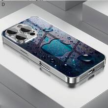 [Delivery Within 24 Hours From Germany]Electroplated Silver Frame Tempered Glass Shockproof Phone Case, Cool Dark Gradient Water Drop Realistic Window Raindrop HD Print, Anti-Scratch Drop Resistant Protective Cover Fits IPhone11-17Plus Pro Max 17Air 16e  S21-S26 Ultra Edge,Fe,PlusSeries, Minimal Fresh Daily Accessory, Elegant Gift For Water  Pattern Lovers - 1 - View 3