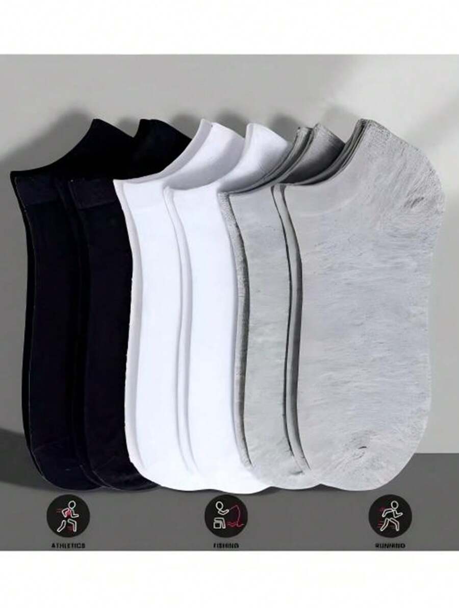 10/20 Pairs Unisex Boat Socks, Solid Color, Odor-Resistant, Summer Short Socks, Casual Low-Cut Socks, Autumn/Winter/Spring/Summer Style - Multicolor - View 1