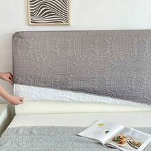 1pc Solid Color Skin-Friendly Washable Headboard Cover, Embossed Craft, Waterproof Stain-Resistant Dirt-Proof, Flat Headboard Cover, 1pc, Headboard Cover, Easy To Clean, Simple And Elegant Bedside Cover, Convenient For Year-Round Use - Light Grey - View 6