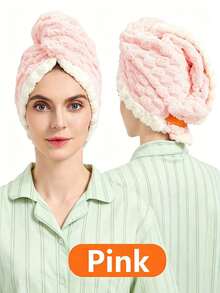 2/1 Set, 50*70cm Yunduoge Double-Layer Dry Hair Cap. Elastic Wide Tail, Thick Coral Fleece, Super Absorbent & Quick-Drying. Great For Long Curly Hair, Protects Damaged Hair And Prevents Frizz. Soft Comfy, Ideal For Home, Travel, Salon And Daily Use. - Multicolor - View 13