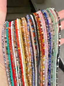 2mm Diy Jewelry Stone Beads Rondelle Natural Round Beads For Jewelry Making Beads Jewelry Making Decorative Beads - Multicolor - View 5