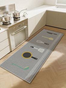 1 pieza Alfombra de pasillo de cocina, alfombra de entrada minimalista con patrón geométrico, tela de lino sintético, estilo de madera natural, alfombra decorativa creativa para cocina & comedor, lavable & fácil de cuidar, adecuada para cocina, entrada, bar, lavandería, pasillo y talla grande - Gris - Ver 15