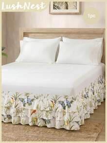 1 buah Sprei Tiga Lapis Motif Bunga, Burung, Ranting, dan Daun (1 buah), Menampilkan Desain Sederhana dan Klasik, Cocok untuk Pemakaian Sehari-hari. Terbuat dari Kain Poliester yang Nyaman dan Bernapas, Cocok untuk Semua Musim dan Sangat Sesuai - MultiWarna - View 1