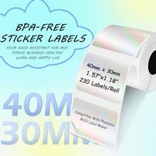 Minimal Silver Laser Vibe Waterproof Thermal Label Stickers 40x30mm, 230 Labels/Roll, Compatible With M110 M221 M220 M120 M200, For Price Barcode Name Storage Office Packaging - View 8