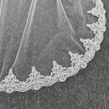 1pc Cathedral Lace Veil With Comb, 3*3M, Suitable For Bride Wedding - Multicolor - View 5