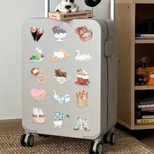 50 piezas Pegatinas transparentes de gatos, Pegatinas de gatos de dibujos animados lindos, Pegatinas divertidas, Pegatinas transparentes de PET impermeables, Adecuadas para botellas de agua, computadoras, portátiles, teléfonos, maletas, cuadernos, refrigeradores - 2 - Ver 9