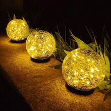 Solar Powered Garden Lights Crackle Glass Outdoor LED Decorative Lights Outdoor Decorative Lights Garden Path Lighting Suitable For Garden Yard Balcony Path Decoration - Multiple Styles - View 2