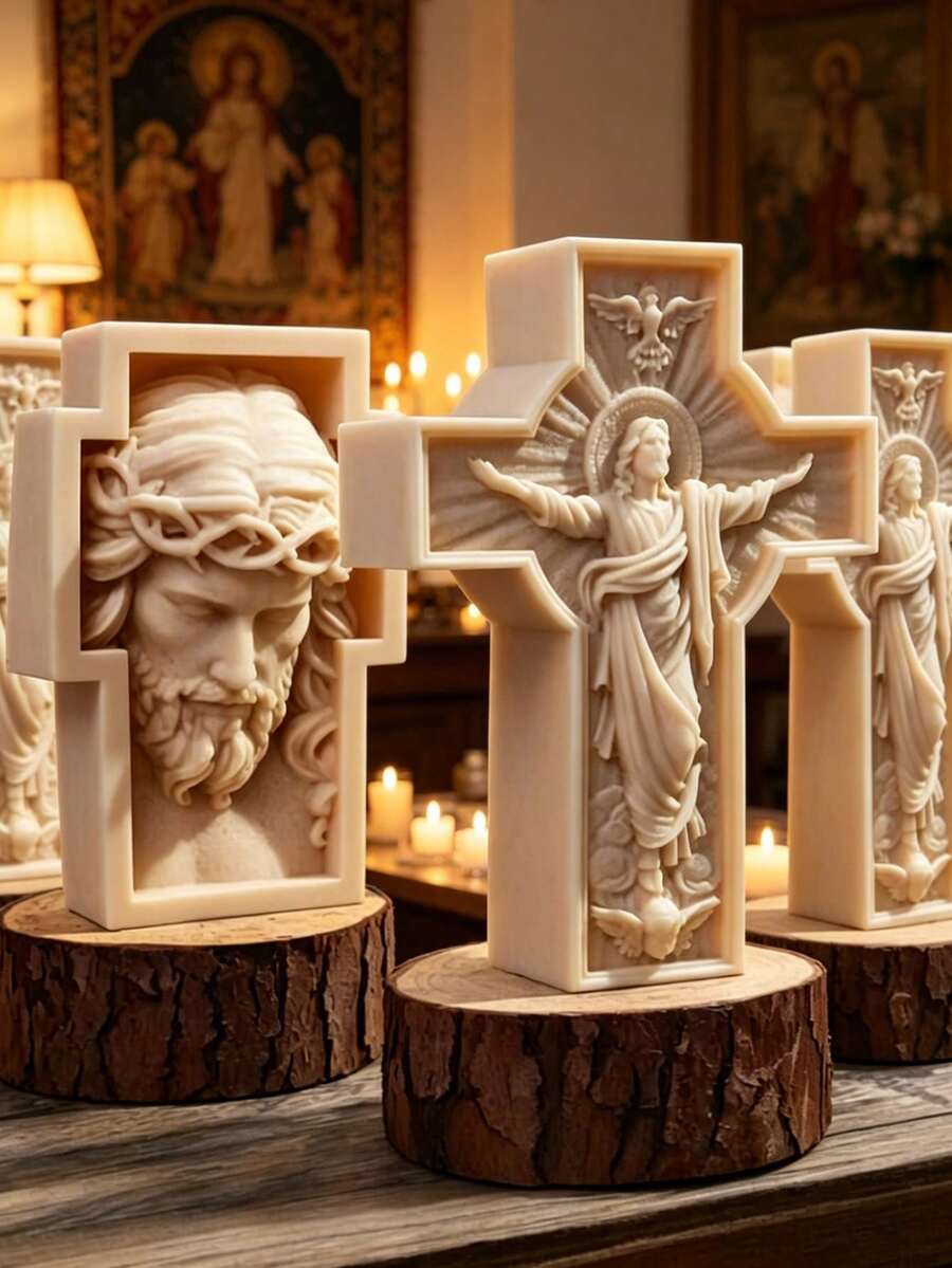 Religious Theme Silicone Mold - Jesus Cross & Holy Icon DIY Handmade Candle Plaster Resin Model - Mold - View 1