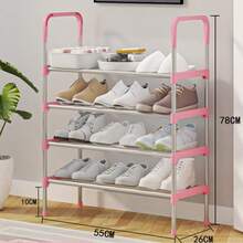 1pc Multi-Layer Shoe Rack, Freestanding Shoe Rack, Easy To Assemble, Suitable For Rental Homes, Entryway, Hallway, Bedroom, Bathroom, Office, Living Room Shoe Storage Rack, Entryway Furniture, Shoe Organizer, Space-Saving Design, Suitable For Various Room Types Space-Saving Shoe Rack - Pink - View 9