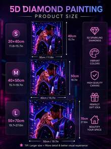 Personalisiertes 5D Diamant Malerei Porträt, Cyberpunk Neon Abschluss Paar Kuss Leinwand Set, personalisierte Diamant Stickerei Wandkunst, DIY Foto Geschenk für Freunde, 2024 Abschluss Dekoration, Muttertags- und Abschlussgeschenk, warme Atmosphäre - Verschiedenfarbig - Übersicht 6