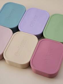 1pc Personalized Customization Name Baby Silicone Bento Box 4-Compartment Baby Lunch Container Meal Box Baby Boys Girls Feeding Tableware - Multicolor - View 3