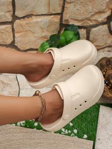 Men's Summer Closed-Toe Breathable Comfortable Soft Adjustable Heel Outdoor Garden Beach Pool Slides - Off-white - View 3