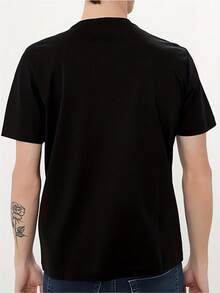 Maglietta Unisex 180g Cotone 100%, Girocollo Con Stampa Aereo E Lettere, T-Shirt Manica Corta Confortevole Per Uso Domestico E Uscite Quotidiane - Black - View 2