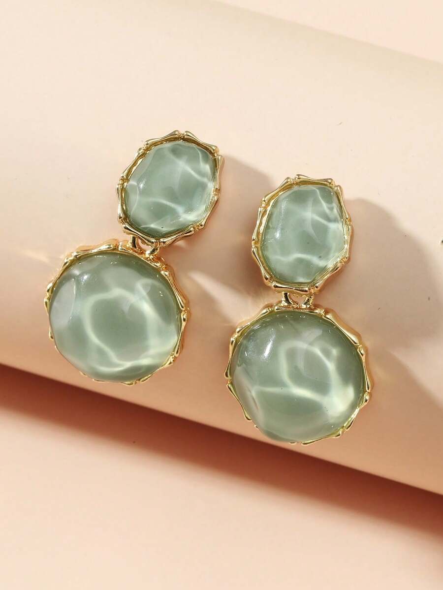 Pendientes colgantes de resina color verde - Verde - Ver 1
