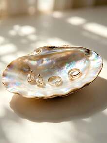 6pcs/Set Pearl Oyster Shell Jewelry Tray, Iridescent Shell Trinket Dish For Rings, Earrings, Necklaces, Home Decor Vanity Organizer - Multicolor - View 6