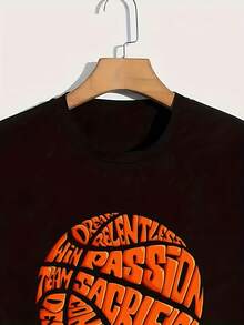 Camiseta para Niños, Camiseta con Estampado de Baloncesto de Dibujos Animados, Cuello Redondo, Manga Corta, Ropa Casual Cómoda para Niños para el Verano - Negro - Ver 6