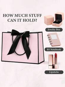 1/2/8pcs Pink Gift Bag Set, Includes 1 Gift Bag, 1 Tissue Paper, 1 Greeting Card With Ribbon, Shopping Tote Packaging Bag, Bowknot Decoration, Suitable For Girls, Weddings, Parties, Birthdays, Valentine's Day And More - Multicolor - View 2