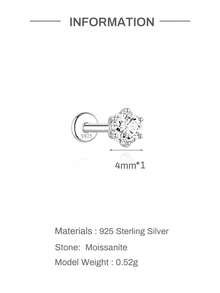 1件莫桑鑽耳釘女款與男款，0.03-0.3CT S925純銀低過敏耳環，婚禮珠寶，D色，VVS1淨度 - 銀色 - 查看 11